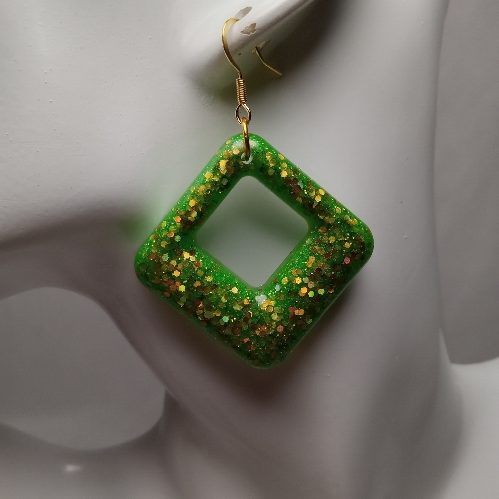 Hand Crafted Emerald Sparkle Earrings
